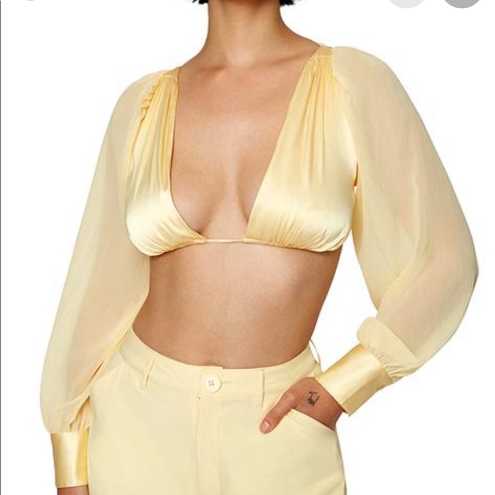 Danielle Bernstein Puff Sleeve Crop Top